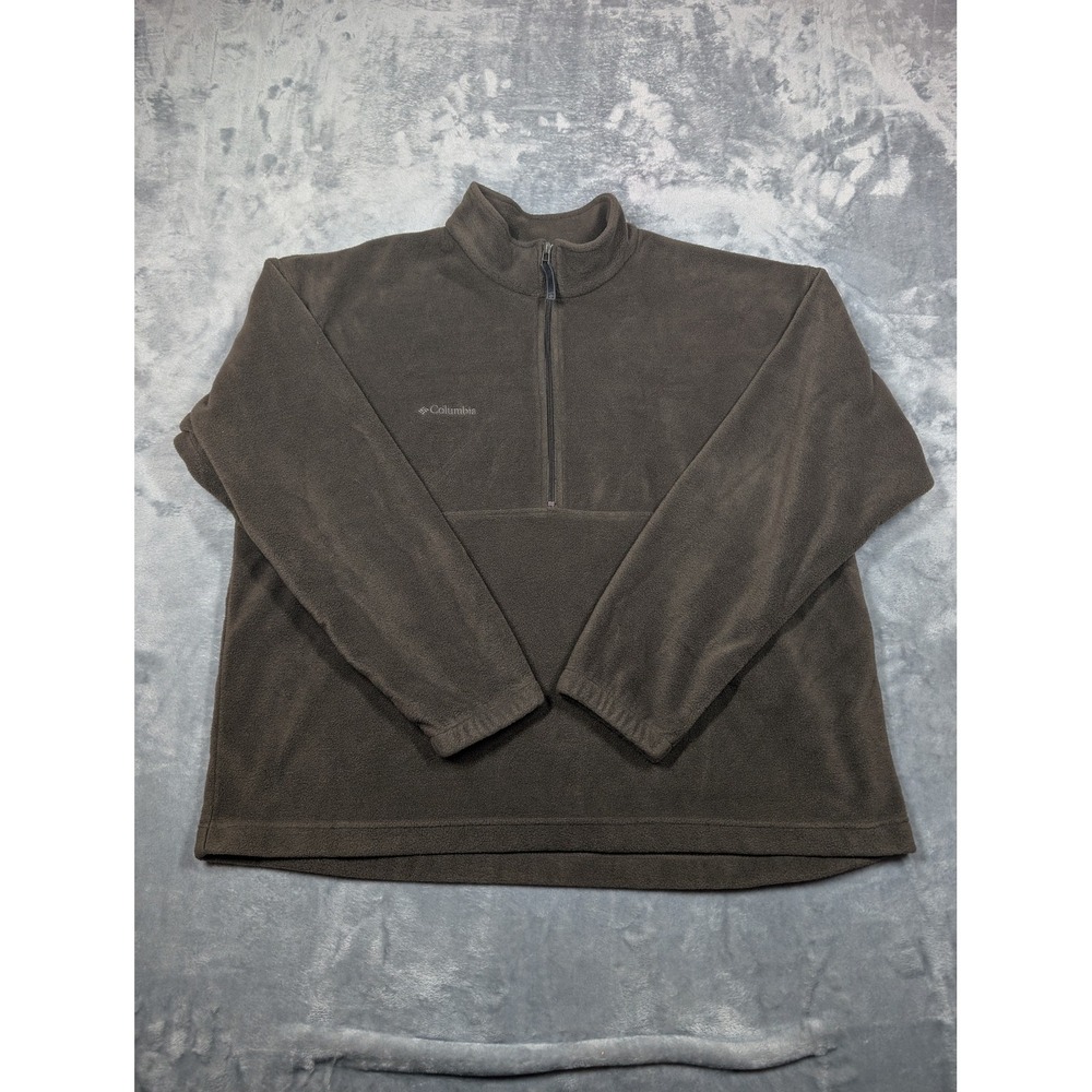 Columbia Jacket Mens 2XL Brown Fleece 1/4 Zip Pullover Outdoor WU6176